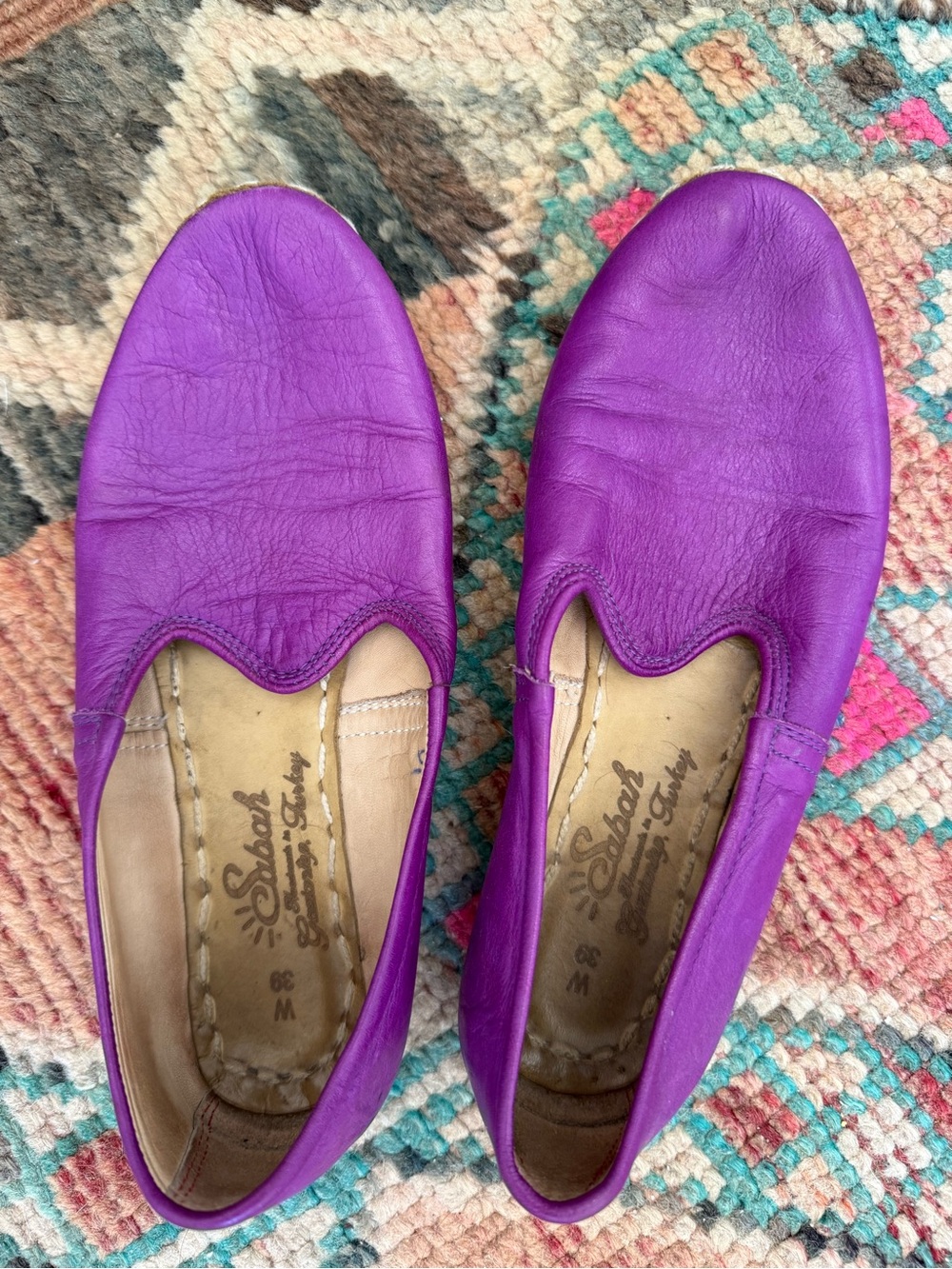 Sabah Purple Leather Slip-On Ballet Flats